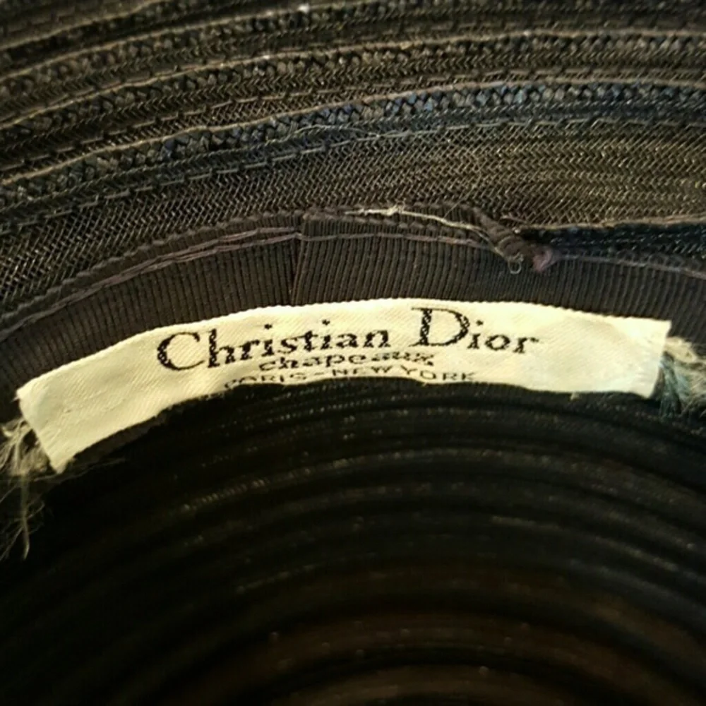 CHRISTIAN DIOR VTG  NAVY DERBY CHURCH TEA HAT‎
